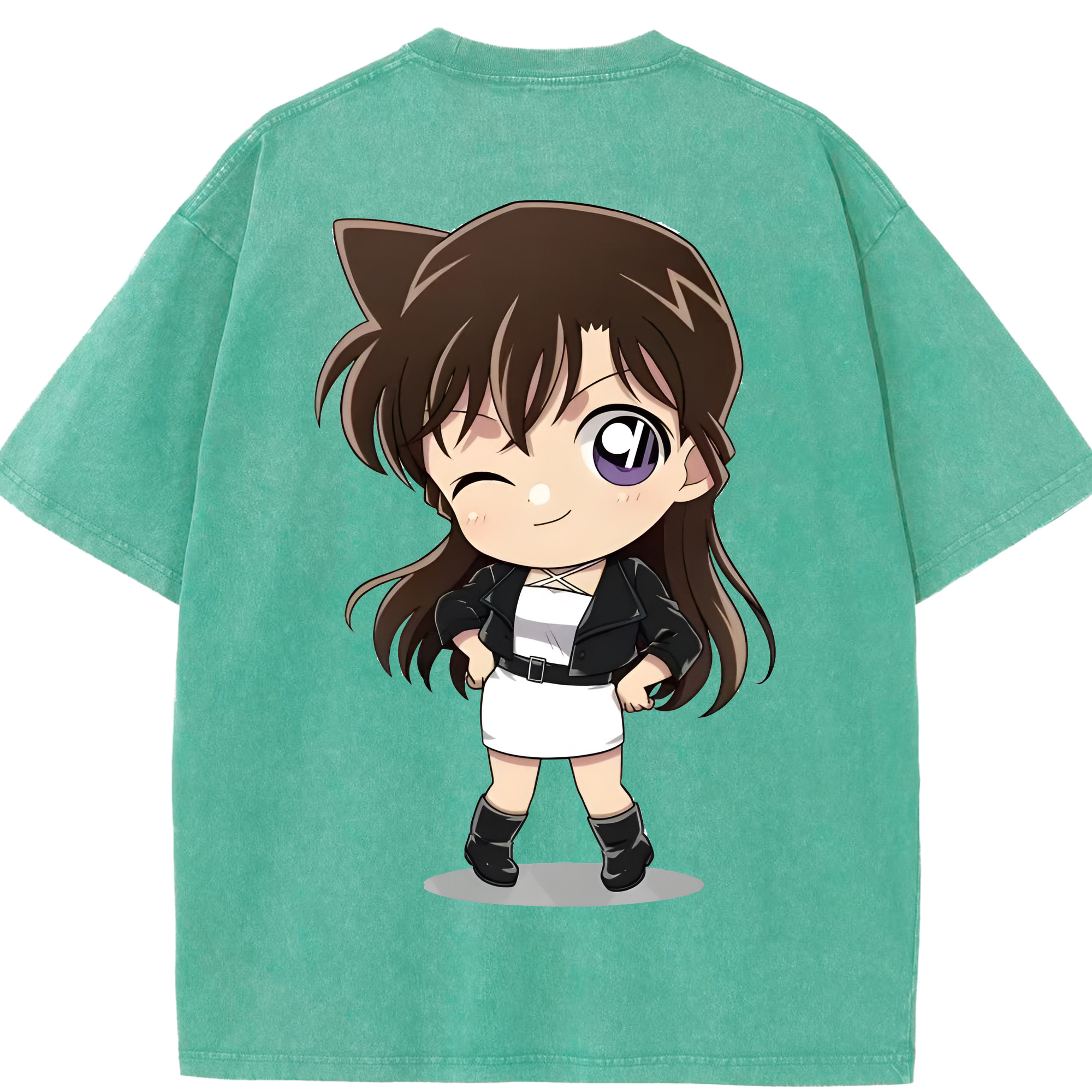 （画像用） 名探偵コナン 毛利 蘭 もうり らん、モーリ ラン Detective Conan Rachel Moore 綿100% ヴィンテージ風 半袖Tシャツ（背面プリント）